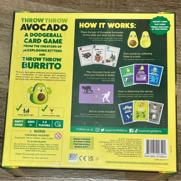 Throw Throw Avocado -Dodgeball Card Game -(New & Sealed!) 💥🥑💥🥑 - Picture 2 of 3